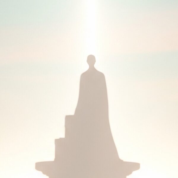 A fantasy landscape depicting ancient ruins under a divine light, representative of the world of "Paladin of Souls."