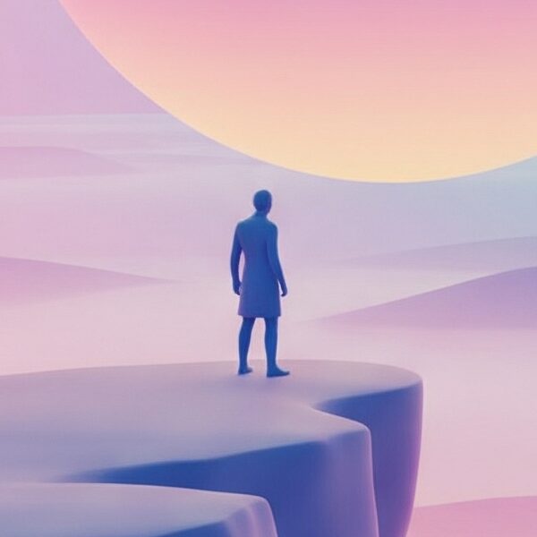 An eye-catching image representing Nietzsche's 'Beyond Good and Evil' with a minimalist composition.