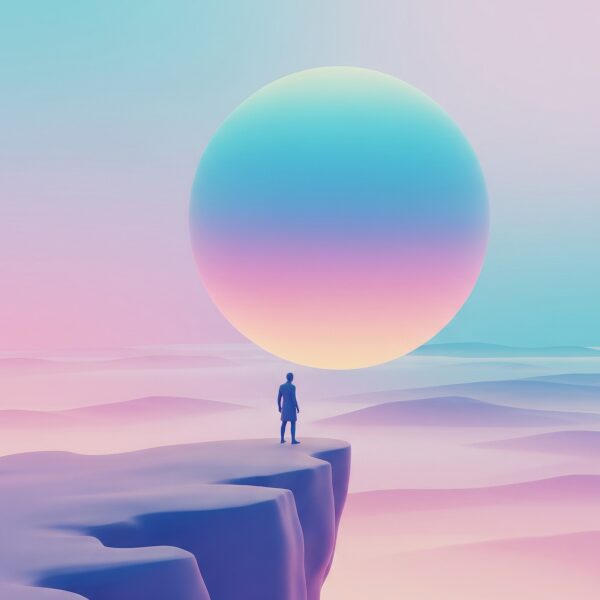 An eye-catching image representing Nietzsche's 'Beyond Good and Evil' with a minimalist composition.